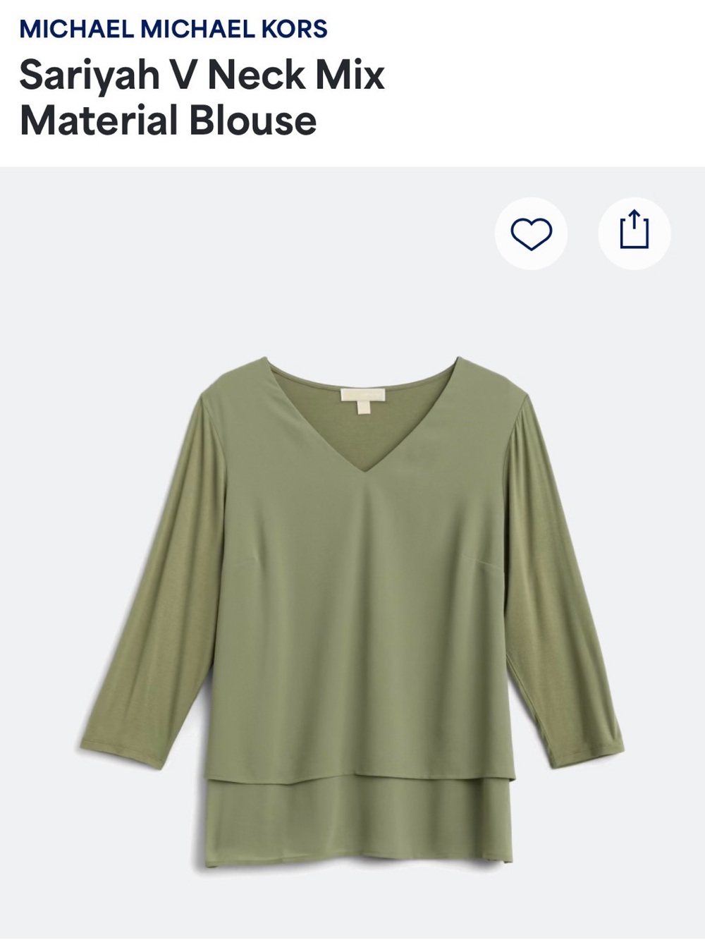 MICHAEL Michael Kors Olive Green V-Neck Layered Blouse